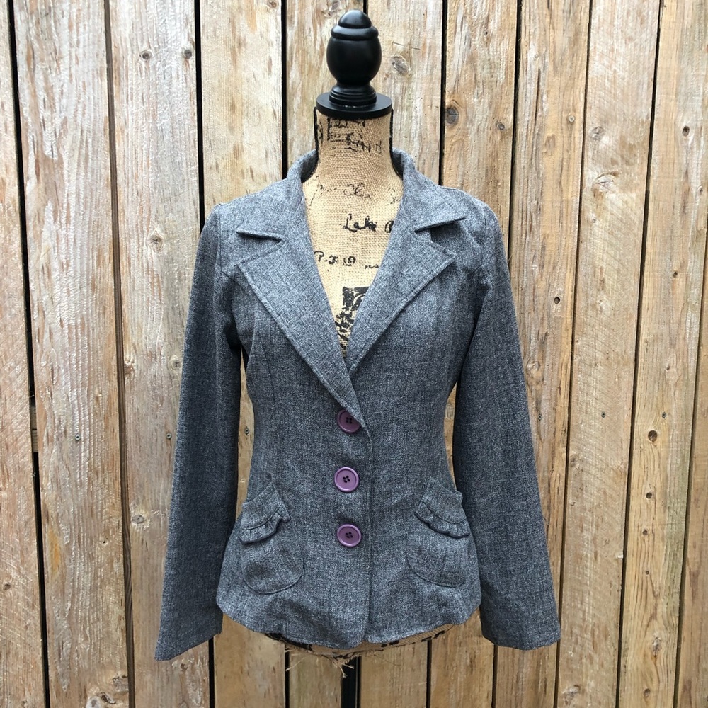 VINTAGE GREY FITTED POLY BLAZER by Unit 🌻